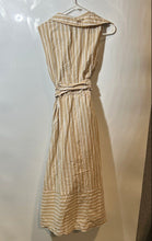 Load image into Gallery viewer, Anne Klein Womens Khaki White Striped Collared Sleeveless Midi Shirt Dress Sz 8
