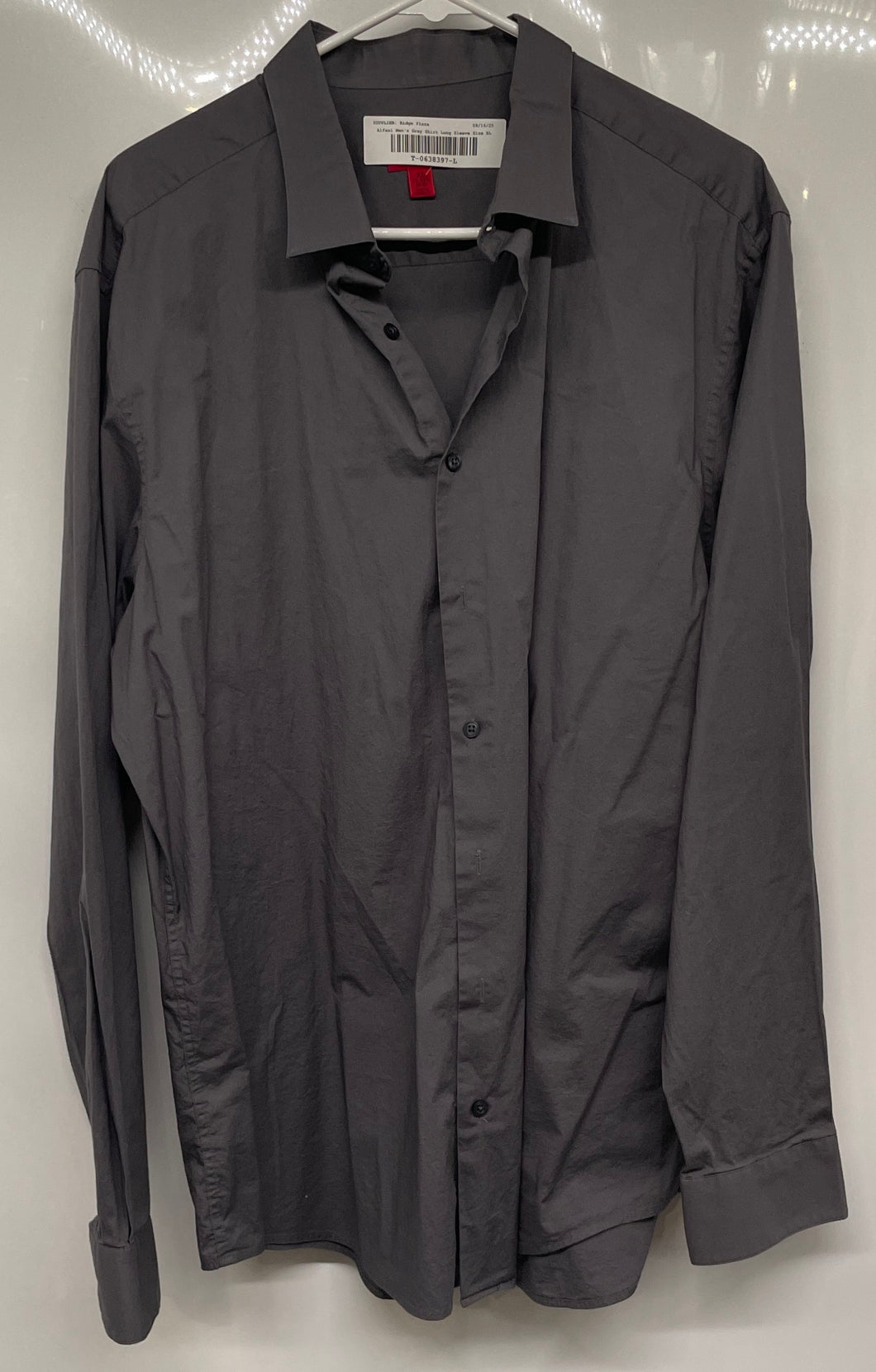 Alfani Mens Gray Stretch Long Sleeve Collared Slim Fit Dress Shirt Size XL