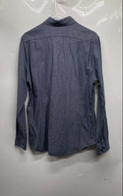Load image into Gallery viewer, Express Mens Blue White Printed Fitted Long Sleeve Collared Dress Shirt Size M
