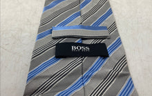 Load image into Gallery viewer, Hugo Boss Mens Multicolor Striped Silk Keeper Loop Adjustable Pointed Tie

