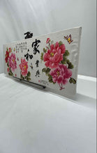 Load image into Gallery viewer, Cross-Stitch Embroidery Flower Portrait Art Piece Chinese Calligraphy
