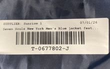 Load image into Gallery viewer, Seven Souls Mens Blue Long Sleeve Pockets Collared Varsity Jacket Sz L With Tag
