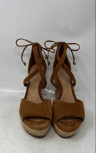 Load image into Gallery viewer, UGG Womens Reagan Brown Suede Peep Toe Wedge Heel Espadrille Sandals Size 8
