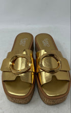 Load image into Gallery viewer, Franco Sarto Womens Hoda Gold Open Toe Slip-On Platform Slide Sandals Size 8M

