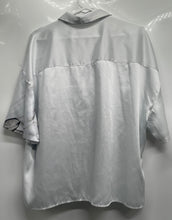 Load image into Gallery viewer, Express Womens White Floral Collared Short Sleeve Blouse Top Size XL
