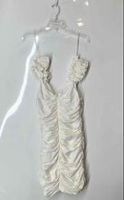 Load image into Gallery viewer, Zara Womens White Sleeveless Lace-Up Sweetheart Neck Ruched Mini Dress Size M
