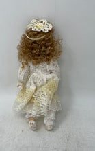 Load image into Gallery viewer, Cracker Barrel Curly Blonde Hair And Blue Eyes Victorian Porcelain Doll With Box
