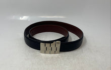 Load image into Gallery viewer, Z&amp;B Creazione Mens Black Leather Adjustable Plaque Buckle Dress Belt
