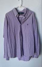 Load image into Gallery viewer, Ralph Lauren Mens Purple And White Striped Custom Fit Button-Up Shirt Size XL
