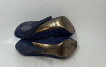 Load image into Gallery viewer, Hugo Boss Womens Blue Suede Peep Toe Slip-On Stiletto Platform Heels Size EUR 38
