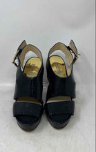 Load image into Gallery viewer, Michael Kors Womens Carla Black Leather Open-Toe Wedge Platform Sandals Size 7M
