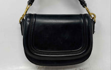 Load image into Gallery viewer, Zara Womens Black Leather Adjustable Detachable Strap Saddle Crossbody Bag

