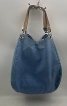 Load image into Gallery viewer, Prune Womens Blue Inner Zip Pocket Double Handle Shoulder Hobo Bag

