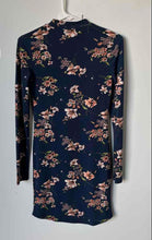 Load image into Gallery viewer, Forever 21 Womens Blue Floral Printed Long Sleeve Bodycon Dress Size Small

