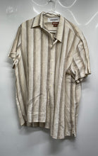 Load image into Gallery viewer, Michael Kors Mens White Beige Striped Collared Button-Up Shirt Size Large
