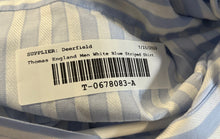 Load image into Gallery viewer, Thomas England Mens White Blue Striped Long Sleeve Dress Shirt Size 39/15.5
