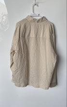 Load image into Gallery viewer, Zara Mens Ivory Striped Print Long Sleeve Chest Pockets Button-Up Shirt Size XL
