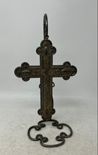 Load image into Gallery viewer, Silver-Tone Company Metal Religious Decor Crossed Crucifix With Stand Ornate
