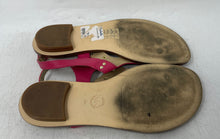 Load image into Gallery viewer, Michael Kors Womens MK Plate Pink Leather Open Toe Flat Thong Sandals Size 8M
