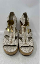 Load image into Gallery viewer, Michael Kors Womens Beige Signature Print Wedge Platform Sandals Size 9.5M
