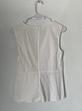 Load image into Gallery viewer, Calvin Klein Womens White Sleeveless Round Neck Peplum Blouse Top Size Small
