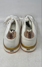 Load image into Gallery viewer, Unbranded Womens White Golden Tone Low Top Lace-Up Sneaker Shoes Size 11.5
