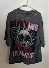 Load image into Gallery viewer, First Row Mens Gray Graphic Print Burning Endures Pullover T-Shirt Size XL
