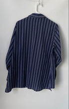 Load image into Gallery viewer, Michael Kors Womens Blue Striped Long Sleeve Front Zip Blouse Top Size 1X
