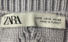Load image into Gallery viewer, Zara Womens Purple Sleeveless Square Neck Cable-Knit Cropped Tank Top Size Small

