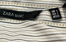 Load image into Gallery viewer, Zara Basic Womens Beige Multiple Striped 3/4 Sleeve Blouse Top Size Small
