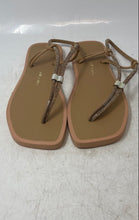 Load image into Gallery viewer, Milano Womens Beige Glitter Rhinestone Adjustable Slip-On Flat Sandals Size 9
