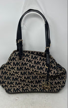 Load image into Gallery viewer, Michael Kors Womens Black Beige Signature Jacquard Double Handle Shoulder Bag
