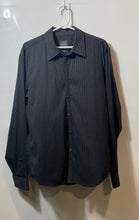 Load image into Gallery viewer, Armani Exchange Mens Black Striped Long Sleeve Collared Button-Up Shirt Size L

