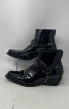 Load image into Gallery viewer, Asos Mens Black Patent Leather Square Toe Back Zip Ankle Boots Size 12
