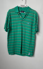 Load image into Gallery viewer, Oscar De La Renta Mens Green Black Striped Cotton Short Sleeve Polo Shirt Size L
