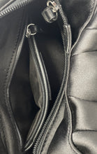 Load image into Gallery viewer, Elizabeth And James Womens Black Satin Bow Pleated Ring Handle Crossbody Purse
