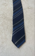Load image into Gallery viewer, Versa Mens Blue Striped Printed Keeper Loop Adjustable Pointed Tie
