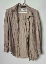 Load image into Gallery viewer, Zara Womens Khaki Long Sleeve Pockets Collared Button-Up Shirt Size Small
