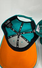 Load image into Gallery viewer, Lot Of 2 Assorted Mens Turquoise Orange NFL Miami Dolphins Baseball Caps
