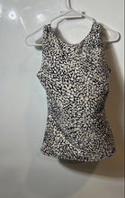 Load image into Gallery viewer, Calvin Klein Womens Black Beige Animal Print Sleeveless Round Neck Tank Top Sz S
