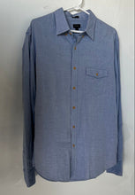 Load image into Gallery viewer, J Crew Mens Blue Printed Long Sleeve Collared Button-Up Shirt Size Large
