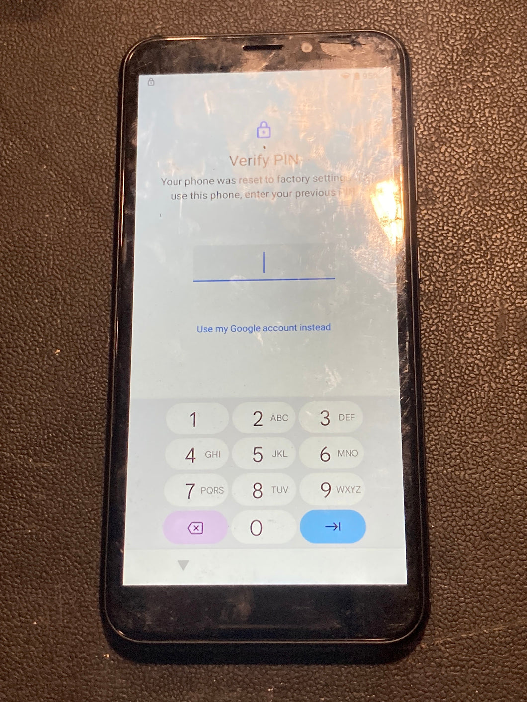 AT&T Black Touch Screen Android Smartphone Scuffed Scratched Powers On For Parts