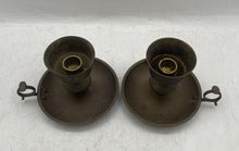 Load image into Gallery viewer, Set Of 2-Piece Brass-Tone Decorative Candle Holders With Finger Loop Handle
