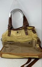 Load image into Gallery viewer, Fossil Womens Brown Beige Yellow Double Handle Outer Pockets Lined Tote Handbag
