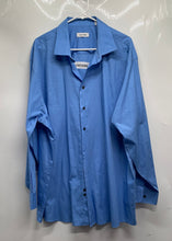 Load image into Gallery viewer, Calvin Klein Mens Blue Cotton Spread Collar Long Sleeve Dress Shirt Size 18 1/2
