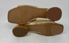 Load image into Gallery viewer, Franco Sarto Womens Gold Slip-On Block Slide Sandals Size 9M
