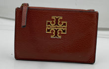 Load image into Gallery viewer, Authentic Tory Burch Womens Britten Brown Leather Card Case Wallet Worn
