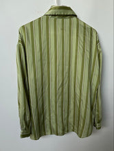 Load image into Gallery viewer, Zara Womens Green Striped Print Long Sleeve Collared Button-Up Shirt Size XS
