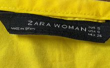 Load image into Gallery viewer, Zara Womens Yellow Round Neck Long Bell Sleeve Pullover Blouse Top Size Small

