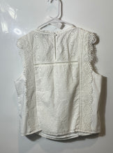 Load image into Gallery viewer, Banana Republic Womens White Cotton Sleeveless Crochet Lace Blouse Top Size L
